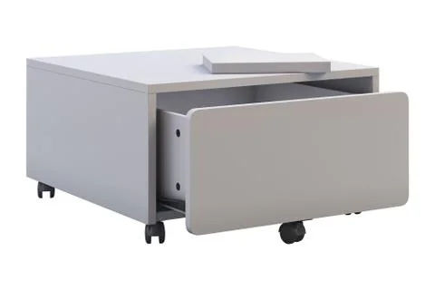 White storage box with casters. 3d render Stock Illustration