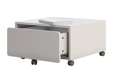 White storage box with casters. 3d render Stock Illustration