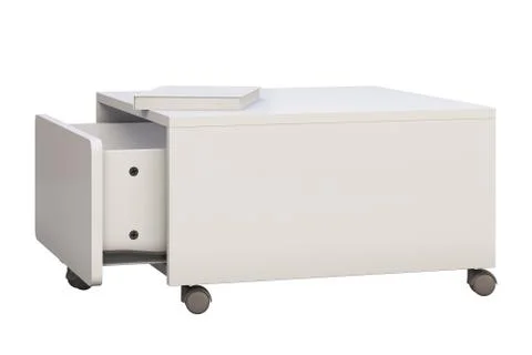 White storage box with casters. 3d render Stock Illustration