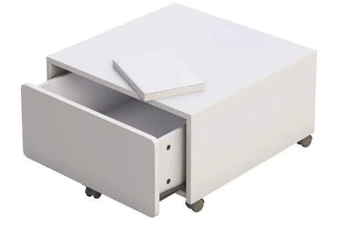 White storage box with casters. 3d render Stock Illustration