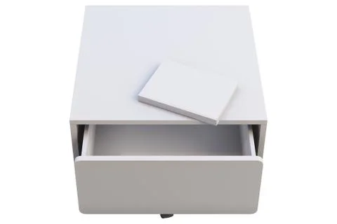 White storage box with casters. 3d render Stock Illustration