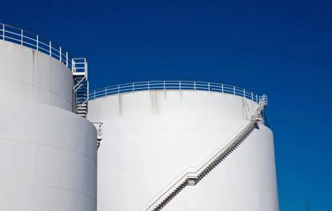 White storage tanks Stock Photos