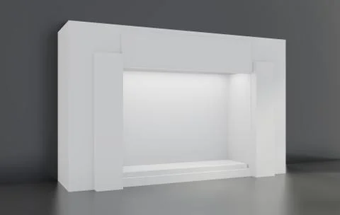 White Storefront blank showcases. Empty new shop interior, clean signboard copy Illustrazione stock