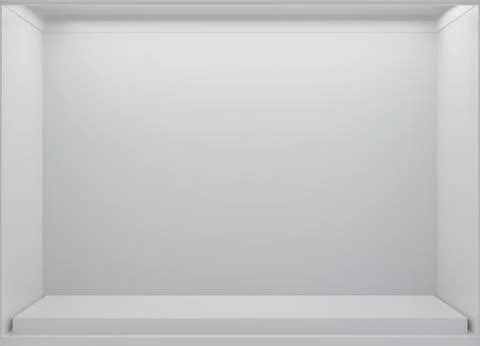 White Storefront blank showcases. Empty new shop interior, clean signboard copy Illustrazione stock