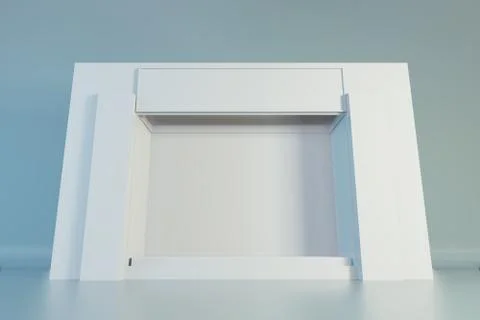 White Storefront blank showcases. Empty new shop interior, clean signboard copy Illustrazione stock