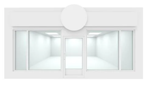 White Storefront mock up design interior, 3d render. Stock Illustration