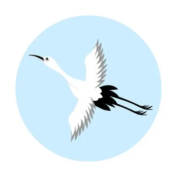 White Stork Flying In The Sky Stock Illustration