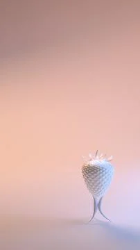 White strawberry with curved base on soft pink background.... Stock Illustration