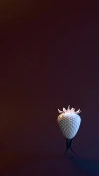 White strawberry upright on dark background.... Stock Illustration