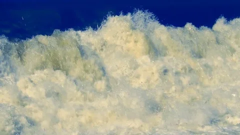White Stream Water Falling Down Bursting on a blue background. Ecology 스톡 동영상 80931904