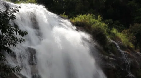 White streams flowing from the waterfall Stock Footage 65336256