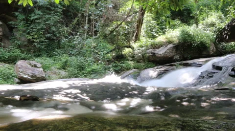 White streams flowing from the waterfall Stock Footage 68666416