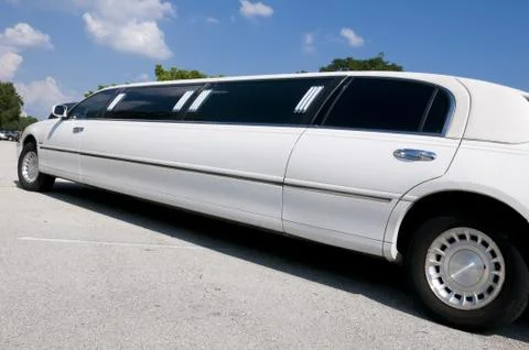 White stretch limo Stock Photos