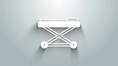 White Stretcher icon isolated on grey background. Patient hospital medical Video stock 225734476
