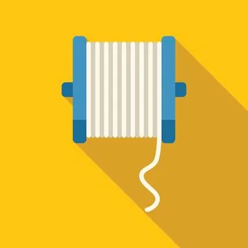 White string winding around blue spool on yellow background Stock Illustration