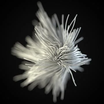 White strings growing and flowing on air. 3d illustration with black background Stock Illustration