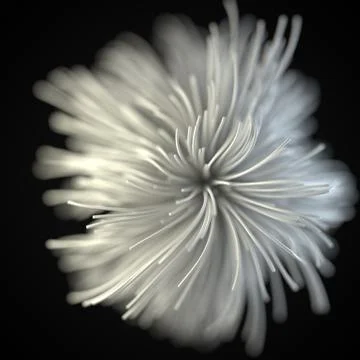 White strings growing and flowing on air. 3d illustration with black background Stock Illustration
