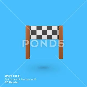 White striped finished isolated 3d render icon illustration PSD Template