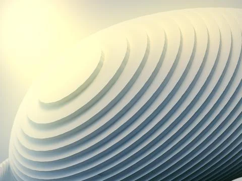 White striped futuristic pattern surrounded by light mist. 3d illustration Stock Illustration