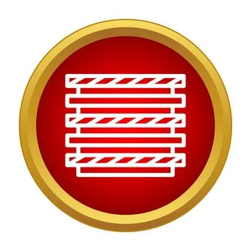 White striped lines in red button icon Stock Illustration