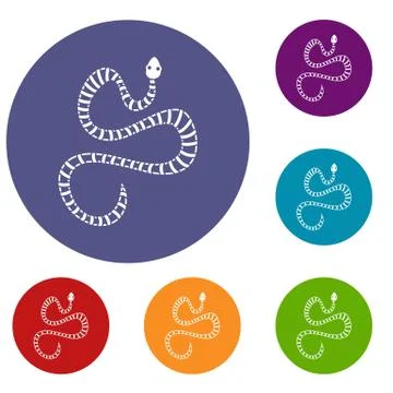 White striped snake icons set Illustration