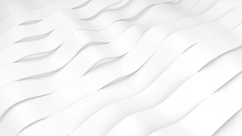 White stripes waves surface. Deformed bands surface with soft light. Modern Stock Illustration
