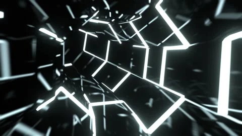 White Strobe Abstract Neon Octagonal Portal Background VJ Loop l 4K Stock Footage 298195716