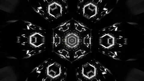 White Strobe Hexagoned Tunnel Background VJ Loop in 4K Stock Footage 310037182