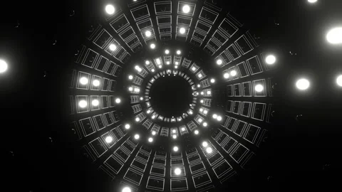 White Strobe in Neon Square Elements Tunnel Background VJ Loop in 4K Video stock 304982241