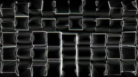 White Strokes glowing cubes rotation motion on black background VJ loop Video stock 145143614