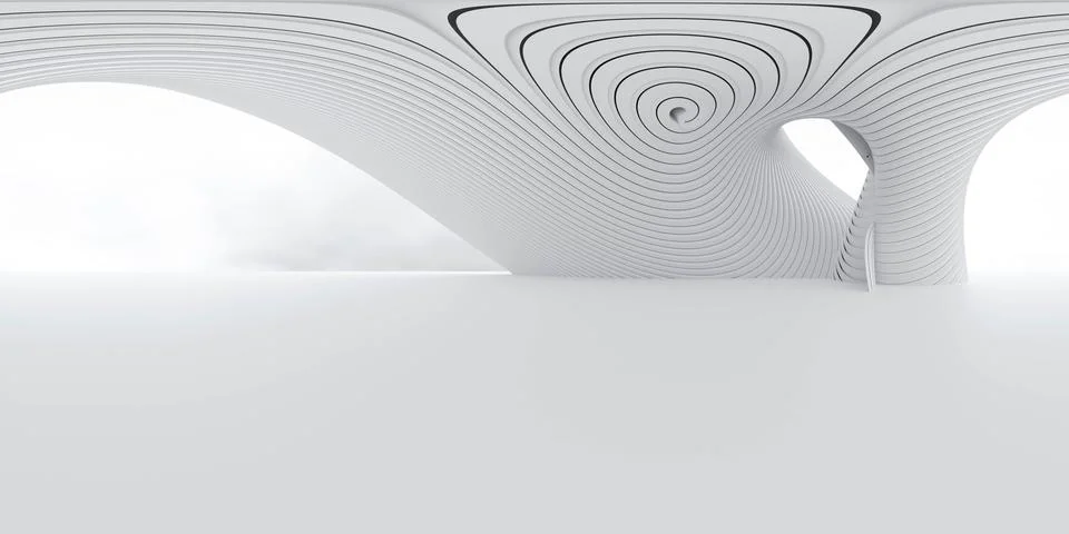 White structure with a mesmerizing spiral design on it 3d render illustration Stock Illustration