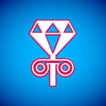 White Stud earrings icon isolated on blue background. Jewelry accessories Stock Illustration