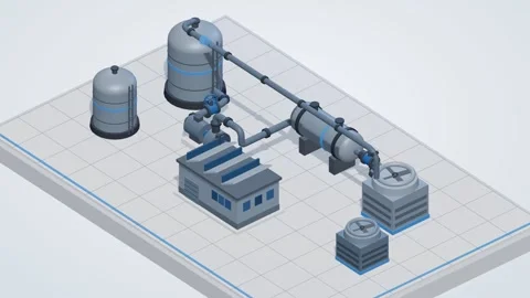 White studio industrial campus render animation Stock Footage 339333783