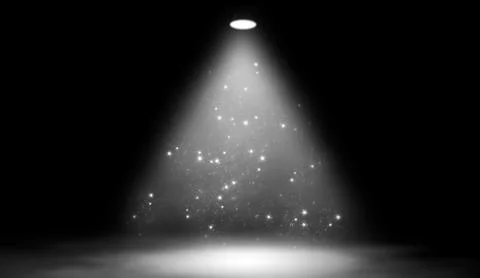 White studio spotlight sparkle. Stage with smoke on the floor. Stock Illustration