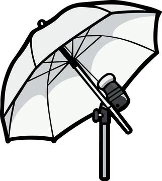 White studio translucent umbrella light stand Stock Illustration