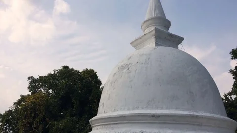 White stupa in the ancient temple of Sri Lanka Mulkirigala Raja Maha Vihara Stock Footage 71608024