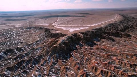 White Stupa Cliffs In Vast Gobi Mongolian Wilderness Landscape Stock Footage 333555473