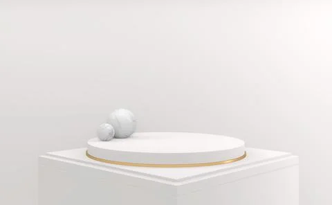 White style, Podium minimal geometric. 3D rendering Stock Illustration