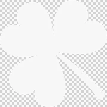 White stylized four-leaf clover icon is floating on transparent background with Stock Illustration