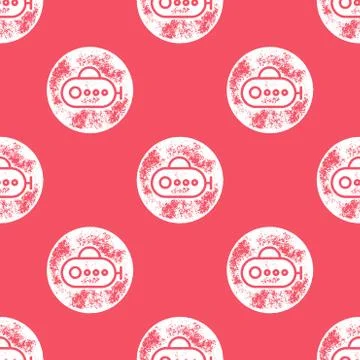 White Submarine Pattern on Red Background Stock Illustration
