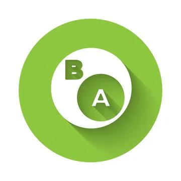 White Subsets, mathematics, a is subset of b icon isolated with long shadow 스톡 일러스트