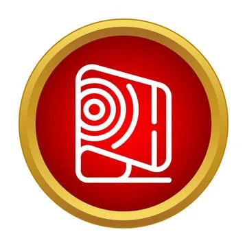 White subwoofer speaker icon producing sound waves Stock Illustration
