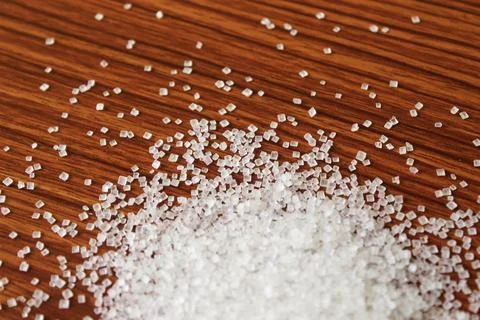 White sugar background Stock Photos