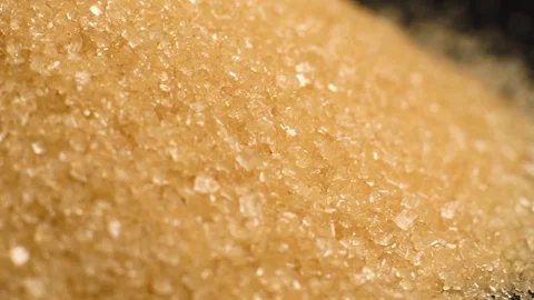 White Sugar brown Macro rotating on burlap Stock Footage 86643627