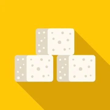 White sugar cubes vector icon on yellow background Stockillustratie