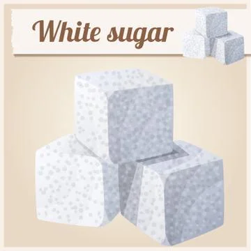 White sugar. Detailed Vector Icon Stock Illustration