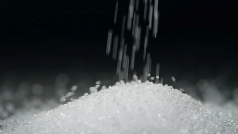 White sugar falling in slow motion, close-up Stock-Footage 115142037