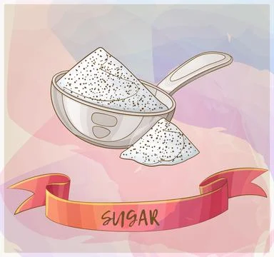 White sugar in metallic spoon Illustrazione stock