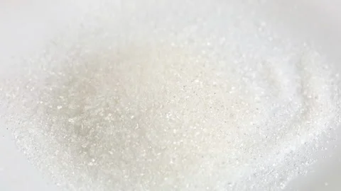 White sugar is pouring, close-up. The concept of unhealthy eating and lifestyle Stock Footage 161207762
