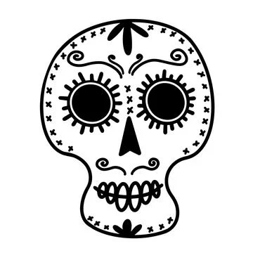 White sugar skull vector icon. Hand drawn doodle isolated on white background Stock Illustration